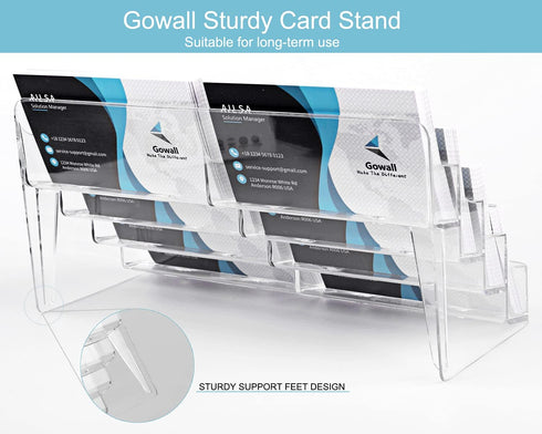 Business Card Holder, 8 Pocket Acrylic Stand for Desk, Clear Business Card Display for Home and Office, 4 PCS