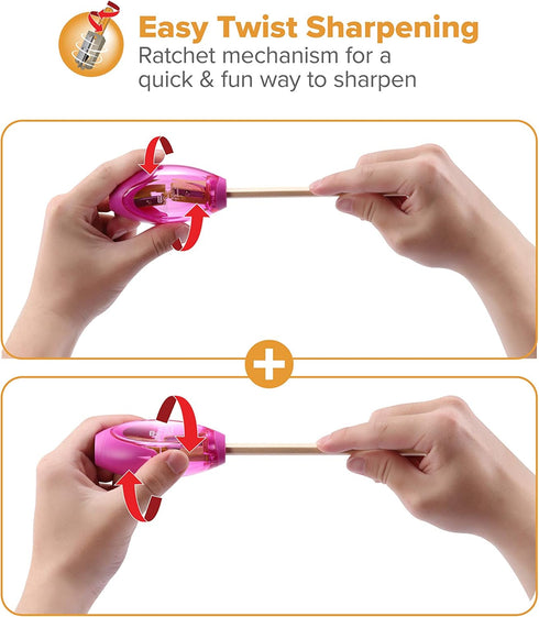 Bostitch Office Twist-N-Sharp Manual Pencil Sharpener, 2 Holes for Standard and Jumbo Pencils, Random Color