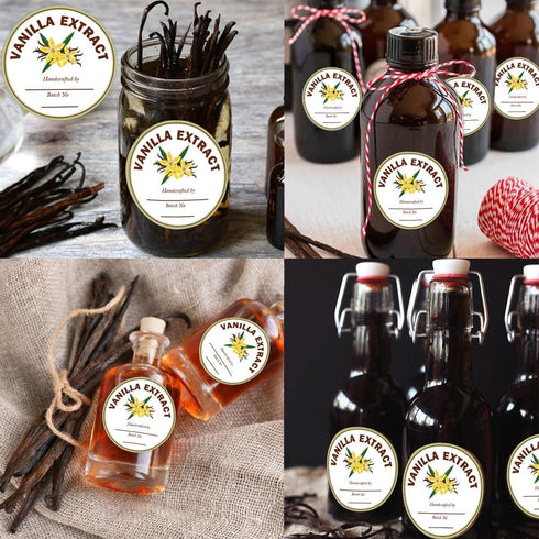 SMARSTICKER 2 inch Vanilla Extract Labels, Round Circle Gloss White Labels for Homemade Vanilla Bottles (250pcs)