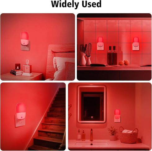 670nm 2 Pack echosari Red & Warm White Light Night Light for Sleep, Red Night Lights with Dusk to Dawn Sensor, LED