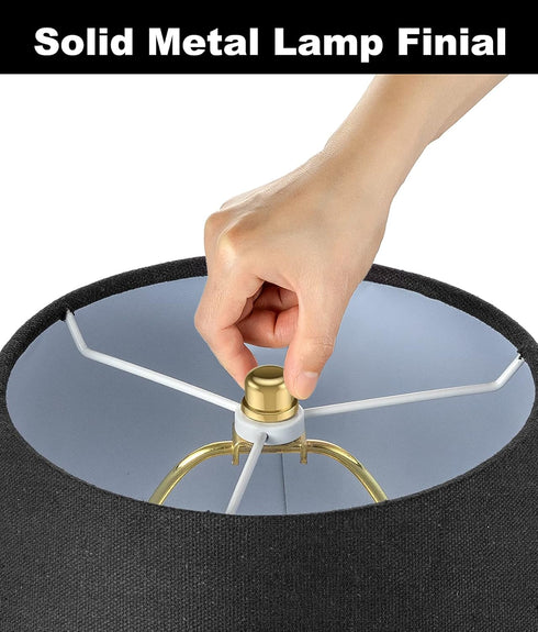 Lamp Shade Holder, 2 Set 7 Inch Heavy Duty Lamp Harp Holder with 3/8 Standard Saddle + Lamp Finial Caps for Table and