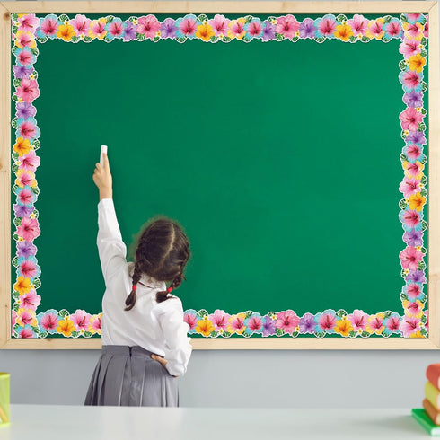 Summer Tropical Hibiscus Flower Bulletin Board Trim, 49 Ft for Teacher School Supplies and Classroom Decor