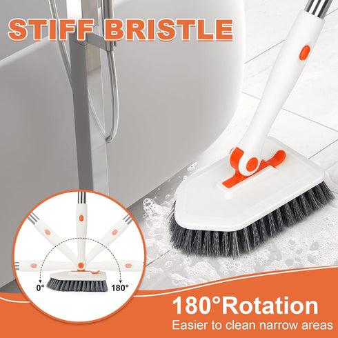 Shower3-in-1 3 Long Handled Scrub Brush for Cleaning Brushes with Different Function Cleaning Heads Brush for Shower