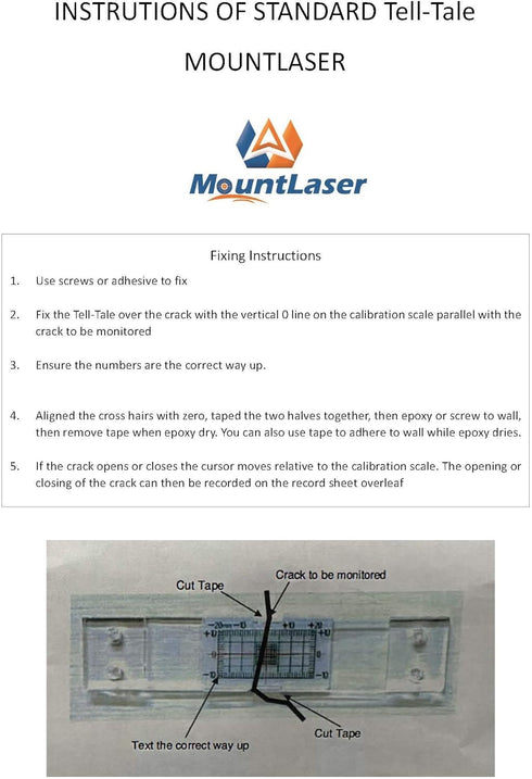 Crack Monitoring Record, Standard Tell-Tale Crack Monitor for Standard and Corner Tell-Tale (1PCS)