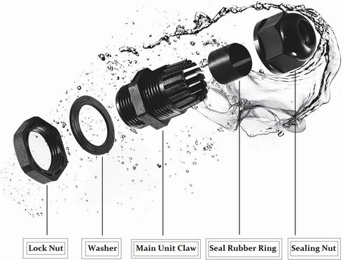 ZKSM (10Pcs), M20 1.5 6-12 Cable Glands Nylon Cable Glands Waterproof x Glands Range Black Cable Connector