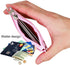 HASFINE ID Badge Holder with Lanyard, 2 Sided 5 Card Slots Wallet with PU Leather Zipper Pocket, Pink