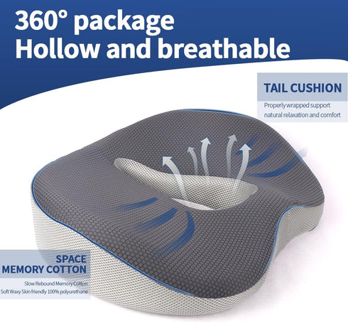 Pacico Memory Foam Seat Cushion for Office Chair, Home Chair, Car Seat, Airplane, Wheelchair, Pain Relief for Long