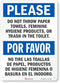 SmartSign "Please Do Not Throw Paper Towels, Feminine Hygiene Products, Or Trash