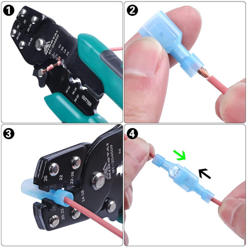 XHF 22-16 AWG 500 Pcs Female Spade Disconnect Connectors Fully Insulated Quick Crimp Wire Connectors Red
