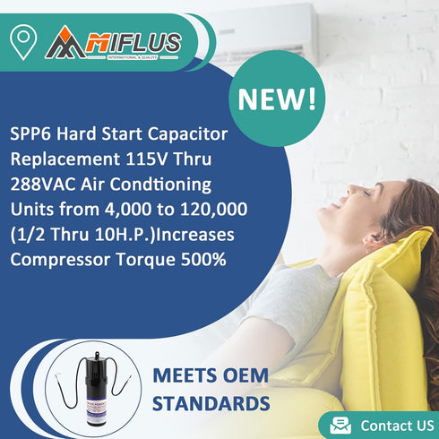 SPP6 Hard Start Kit for Air Conditioner - AC Hard Start Capacitor Increases Starting Torque for 4,000 to 120,000 BTU