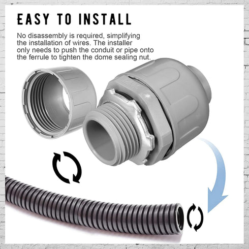 Yaomiao Liquid Tight Connector 180 Degree Electrical Conduit Fittings, Non Metallic PVC for Home (30 Pcs)