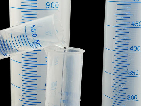 Plastic Transparent Blue Line Liquid Graduated Measuring Cylinder Lab Test Tube - 10ml / 25ml / 50ml / 100ml / 250ml /