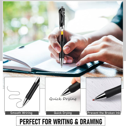 Spakon 200 Pieces Retractable Ballpoint Pens - Bulk Medium Point, 0.5mm Refillable Ink Pens for Office (Black)