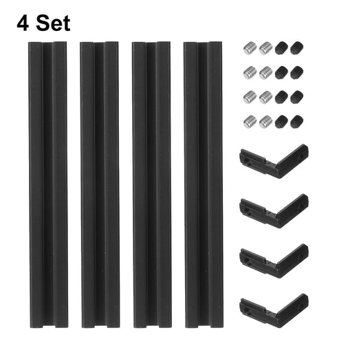 uxcell 4 Pcs T Slot 2020 Aluminum Extrusion Profile, 200mm x 20mm Anodized Black Linear Rail for 3D Printer, CNC, DIY