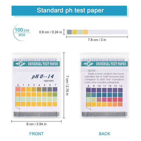 PH Test Strips 0-14, 100PCS PH Strips Universal PH Test Paper PH-Indicator Strip to Test Drinking Water, Food, Pools, Aquariums, Saliva, Urine, Lab Monitoring