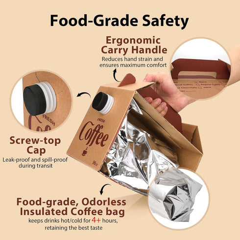 INPARALLUV 10 Pack (96 oz) Disposable Coffee Box Dispensers Coffee to Go Drink Containers Insulated Hot Beverage