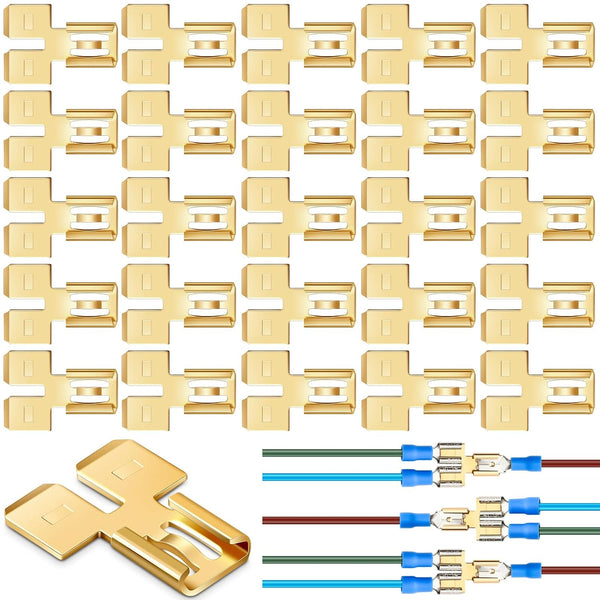 25 Pcs Double Piggyback Spade Connector, Quick Disconnect Electrical 2 Way Wire Terminals Adapter for Automotive