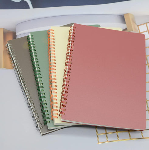 Yansanido Spiral Notebook, 4 Pcs B5 Thick Plastic Hardcover, 9.8x6.9 Inch, 80 Sheets Journal for School Office