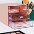 Desk Organizer with 4 Drawers, Plastic Storage Box for Office, School, Home, Dressing Table, and Desktop (Pink)