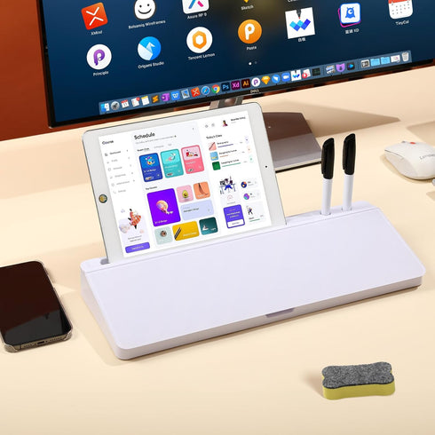 Desk Whiteboard with Storage, Glass Dry Erase Whiteboard, Desktop Office Supplies, Desk Organizers with Accessories