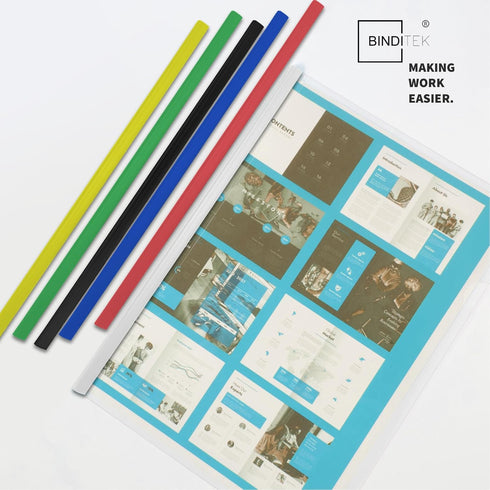 Binditek 12 Pack Clear Report Covers - Sliding Bar File Folder, 50 Sheet Capacity, Multi Color