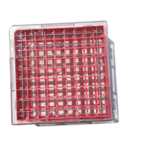 Polycarbonate CryoBox Vial Rack, 81 Place (9 x 9 Array) - Blue/Green/Red/Yellow (Pack of 4)
