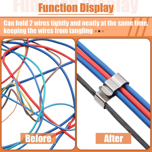 Zhengmy 50 22.5 mm/ 0.89 Inch Pcs Trailer Frame Wire Clips Stainless Steel Metal Cable Clips Solar Panel Double Wire