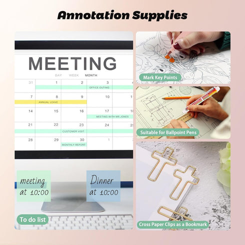 sportsvoutdoors Bible Study Supplies, Christian Gifts for Women, Highlighter Set with Ballpoint Pen, Sticky Notes
