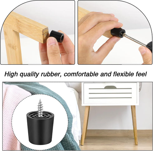 Vin Beauty 16 Pack 3/4" 25/32" Rubber Cutting Board Feet Non Slip Screw On Rubber Feet for Cutting Board with Stainless