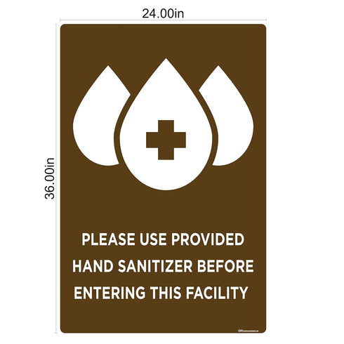 24x36in Please Use Provided Hand Sanitizer - Vinyl Banner - (Brown)