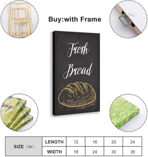 Generic Frame:16x24inch(40x60cm) Fresh Bread Bakery Canvas Poster Bedroom Decor Landscape Office Room Decor Gift Frame: