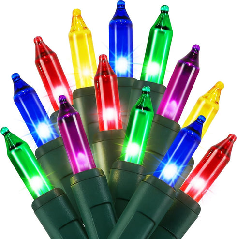 Watereem 3 Pack Multicolor Christmas String Lights, 100 Count Each, Incandescent Mini Christmas