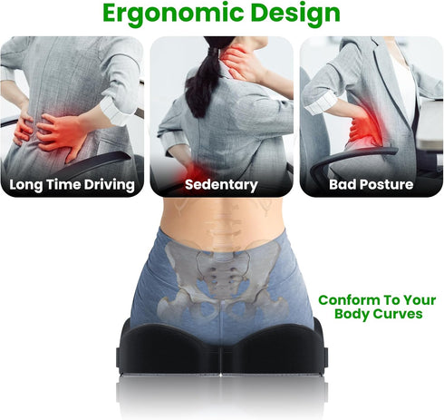 Tailbone A-Pce Foldable Travel Seat Cushion-with Built-in HandlesMemory Foam Cushions for Relief of Lower Back