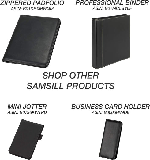 Samsill Professional Padfolio, Faux-Leather Mini Portfolio with 5 x 8 Writing Pad, Black
