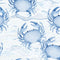 Kanworse Peel and Stick Wallpaper Blue Crab Watercolor Soft Waves Delicate Details 17.7"x394"