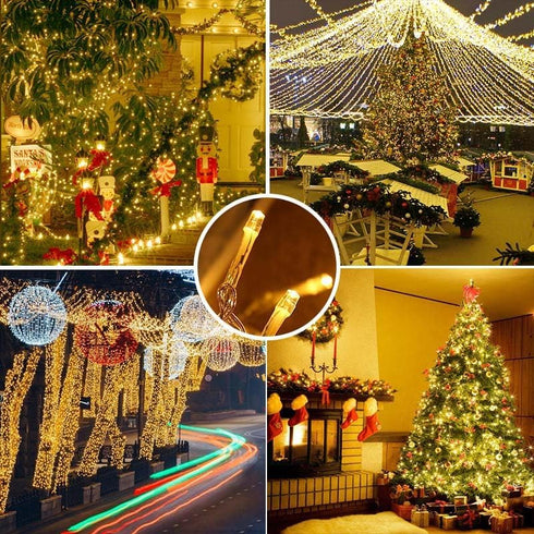 weillsnow 164 500 8 FT LED Christmas Lights Outdoor, Waterproof Christmas Fairy Lights with Timer, Plug in Warm White
