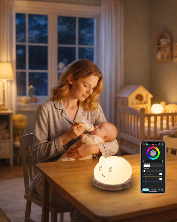 wapentake Capybara Night Light for Kids, Cute Animal Silicone Touch Lamp with Bluetooth
