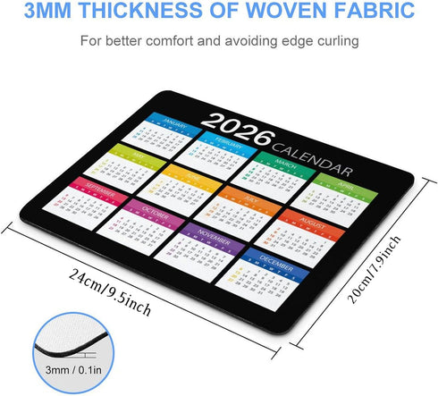 Akcdone 2026 (9.45x7.87 Mouse Pad Calendar,Computer Mouse Pads Calendars Non-Slip Rubber Desk Mat Mousepad Gaming
