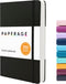 PAPERAGE Lined Journal Notebook, Black, 252 Pages, Medium 5.7 x 8 inches, 100 GSM Thick Paper, Hardcover