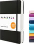 PAPERAGE Lined Journal Notebook, Black, 252 Pages, Medium 5.7 x 8 inches, 100 GSM Thick Paper, Hardcover