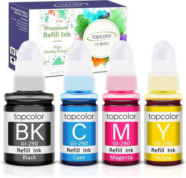 GI-290 G3200 G4210 Ink Refill Kit, Compatible for Canon GI-290, 4 Pack