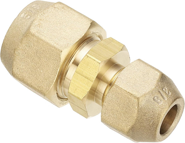 PATIKIL 3/8" to 5/8" Pipe Extension Joint Connector, 2pcs Brass Coupler Adapters with 4pcs Flare Nuts for Refrigeration