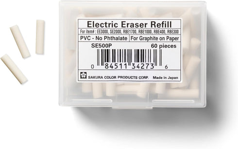 Sakura SumoGrip EE-3000 Electric Eraser Refill, 60 White Vinyl Art Eraser Refills