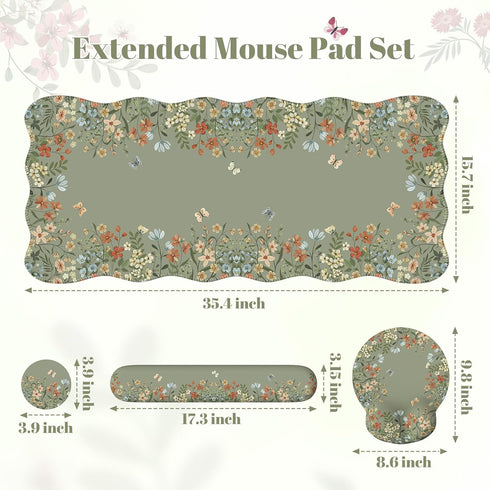 iLeadon Set, Desk Mat Desk Mat with Wrist Support Stitched Edges, Large Mouse Pad with Wrist Rest, Mouse Pad