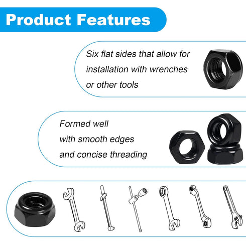 Yinpecly 50Pcs #8-32 304 Inch Nylon Insert Hex Lock Nuts Stainless Steel Locknuts Self-Locking Nut, Standard Threaded