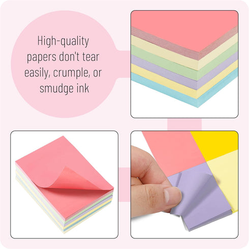 Mr. Pen Sticky Notes, 1.5"x 2", 6 Pads, 60 Sheets/Pad, Pastel Colors, Mini Sticky Note Pads