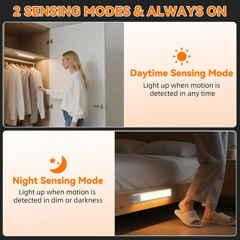10inch 3 Closet Counter (3Pack) Under Cabinet Lighting Wireless, Rechargeable Motion Sensor Light Indoor, Color Light