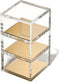 OfficeGoods 3-Tier Stackable Acrylic Holder, Stylish Desk Organizer for Office or Home with Gold Metal Base