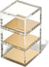 OfficeGoods 3-Tier Stackable Acrylic Holder, Stylish Desk Organizer for Office or Home with Gold Metal Base
