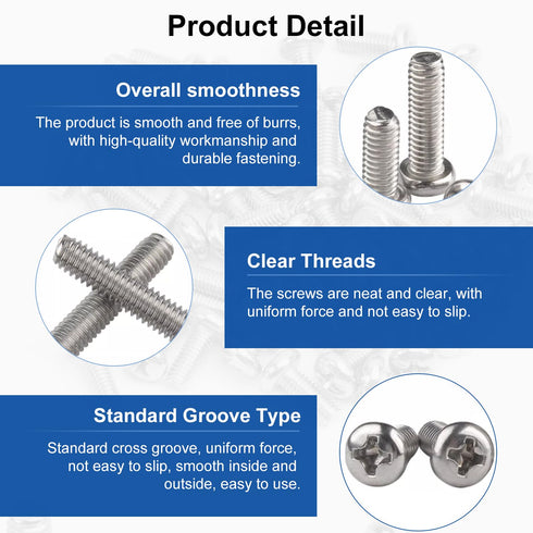 MroMax M5-0.8x90mm Pan Head Phillips Machine Screws - 304 Stainless Steel Metric Cross Head Screws Bolts Fasteners